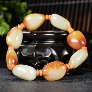 一元拍拍卖和田玉手链男女士款裸石原石玉石手串籽料带皮手饰