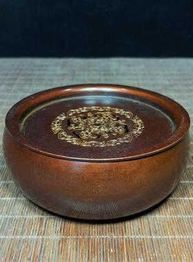 仿古纯铜功夫茶洗古风古代文玩客厅茶几仿古摆件