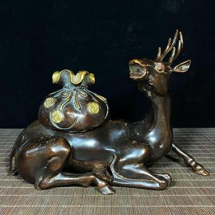 复古纯铜点金鹿炉生财家用摆件国风香茶炉