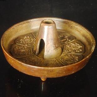 吉祥八宝油灯事事顺利财运亨通古董古玩杂项收藏仿紫铜工艺品摆件