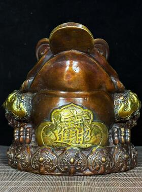 纯铜鎏金进宝七星八卦太极如意独角三足超大镇宅金蟾