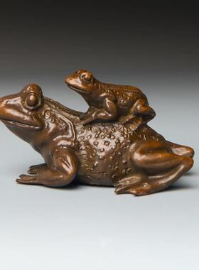 古玩仿古合金青蛙茶宠手把件呱呱来财青蛙香炉插香个性蛙摆件