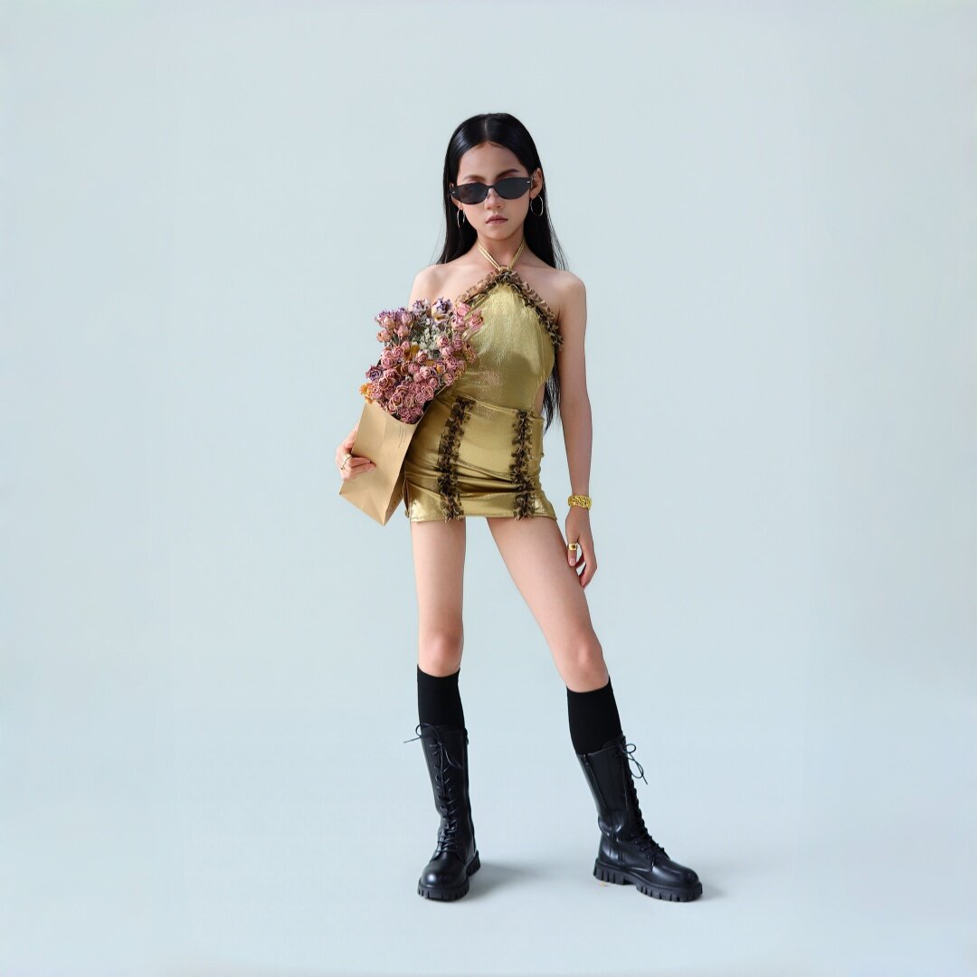 CD卡门鎏金连体女童拉丁舞蹈练功服专业表演春夏新款连体透气舒适