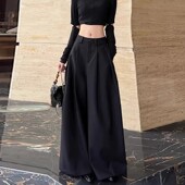 今年流行黑色高腰阔腿裤 型西装 显瘦百搭梧桐裤 裤 宽松垂感休闲修身