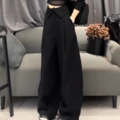 黑色高腰阔腿裤 女通勤显瘦气质百搭垂感西装 长裤