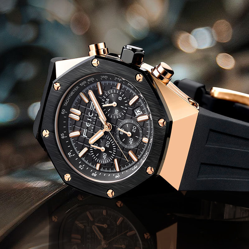 飞克正品时尚潮流多功能大表盘男士手表男小众学生品牌石英表防水