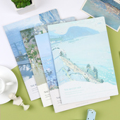 海 自由诗 中国风创意唯美简约复古商务办公学生横线笔记本文具记事本日记本子A4 车线本软面抄 初品