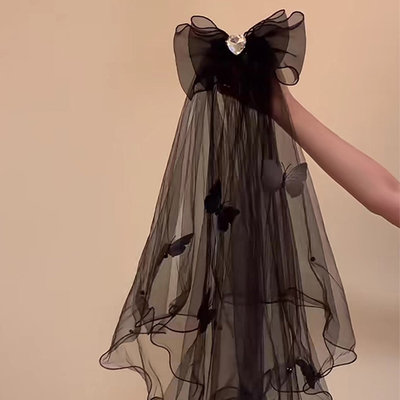 圣诞节头饰新娘头纱蝴蝶结