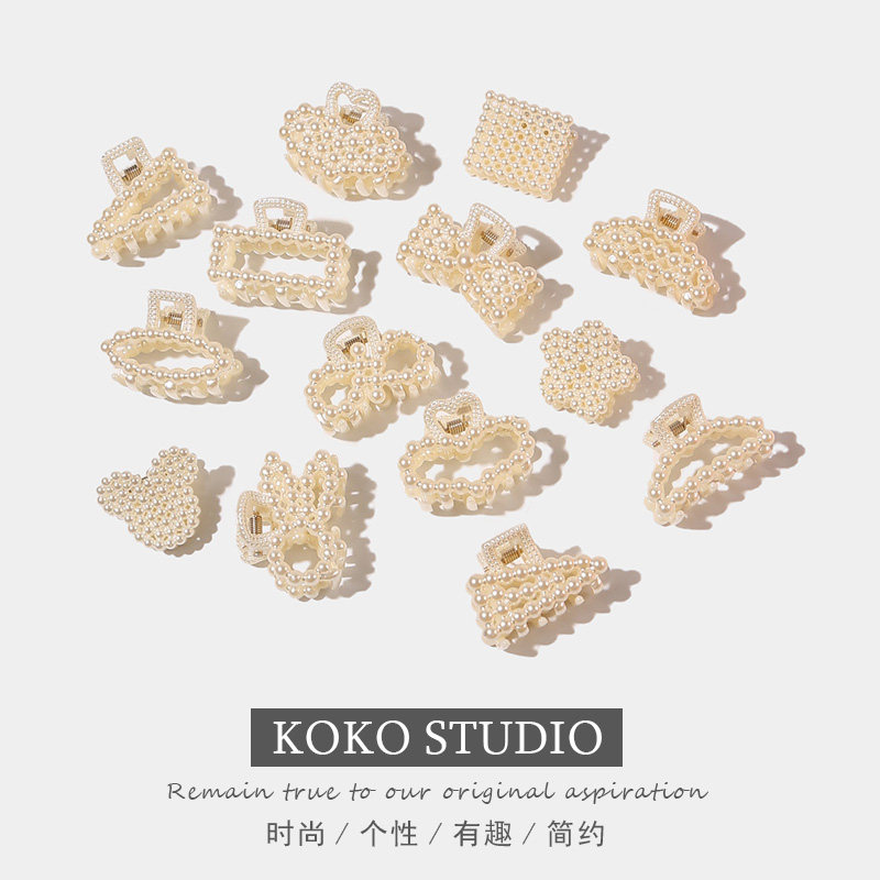 韩国网红ins小号珍珠发夹抓夹盘发优雅亚克力鲨鱼头发夹子头饰女