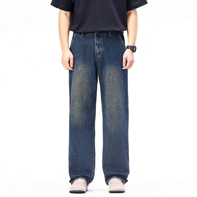 牛仔裤男装2026春季新款牛仔裤男款直筒宽松潮牌阔腿美式高街长裤