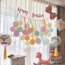 小红书ins女孩宝宝儿童周岁生日装饰场景布置派对气球流苏背景墙