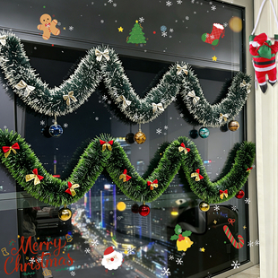 圣诞节彩带装饰彩条藤条橱窗场景布置圣诞树树叶雪花毛条装饰用品