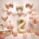 ins风蝴蝶结数字气球生日周岁装 饰场景布置宝宝百天派对拍照背景
