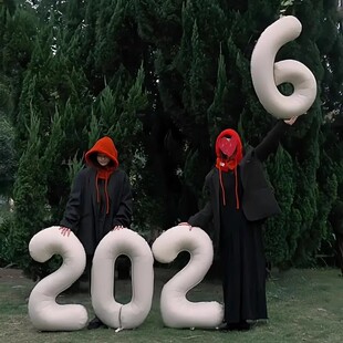 2026数字气球元旦新年装饰跨年手持气球创意拍照道具合影写真摄影