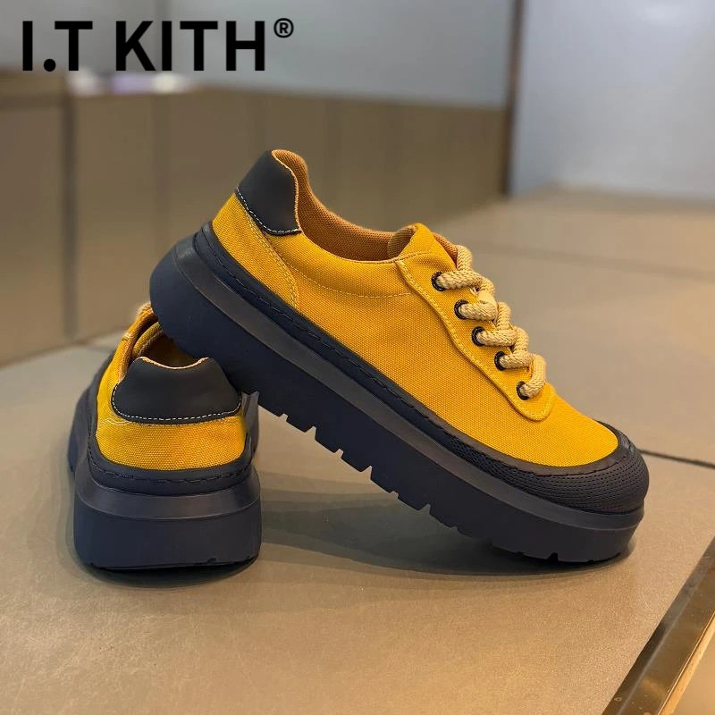 I.T KITH复古休闲鞋男2025年冬季新款系带百搭低帮厚底鞋韩版时尚