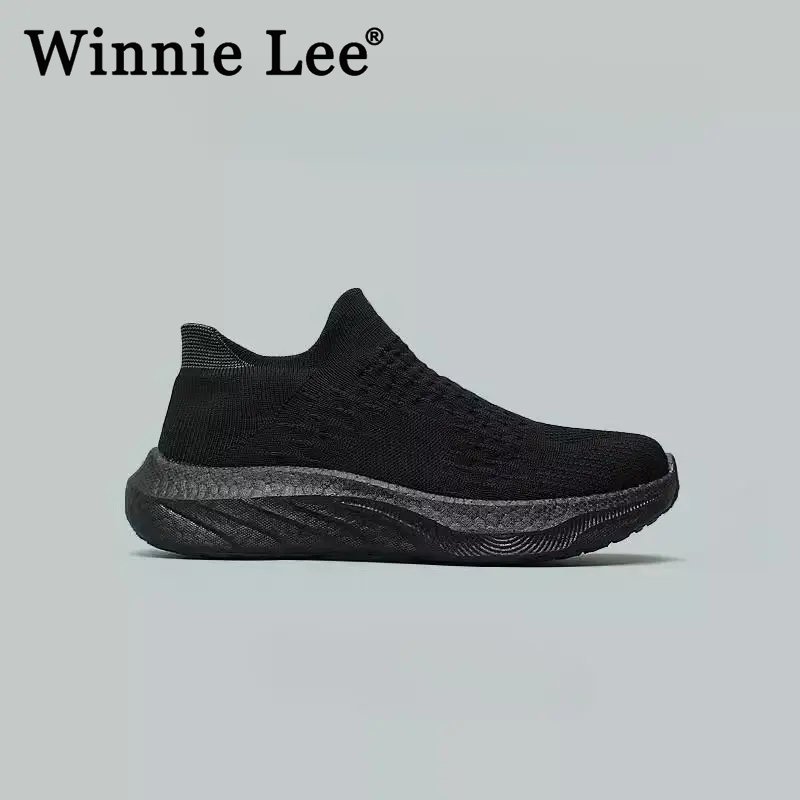 Winnie Lee男鞋超软超轻底踩屎感爆米花防滑一脚蹬袜子鞋男女飞织
