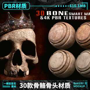 max高清肌理污渍骨骼骨头模型贴图PBR材质素材 A241 blend c4d