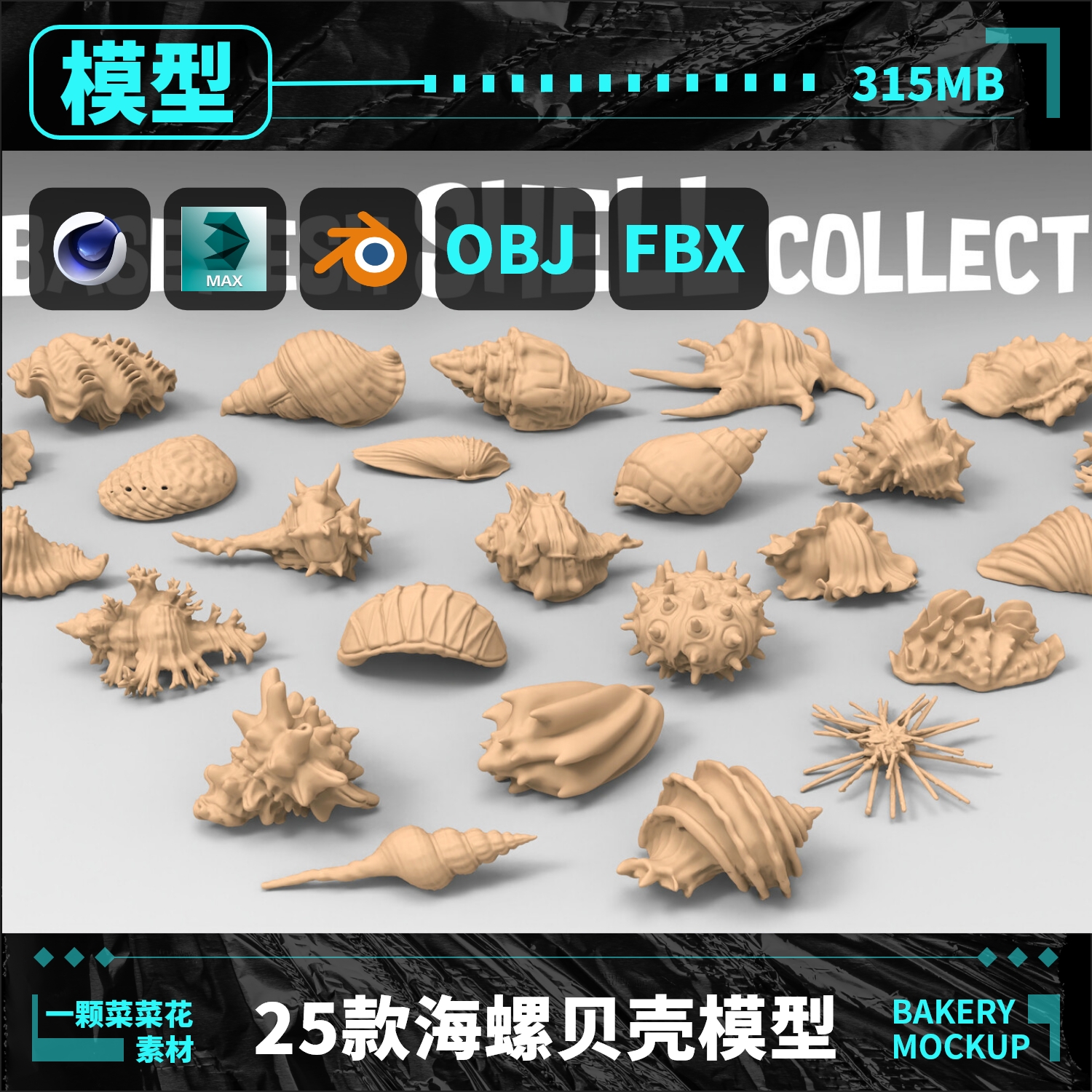 海螺贝壳海洋贝类海底生物模型blender/C4d/Maya/Max/Obj素材A135