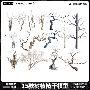 Blender Fbx树枝树干枝条植物树木枯树枝模型素材源文件A453 C4d