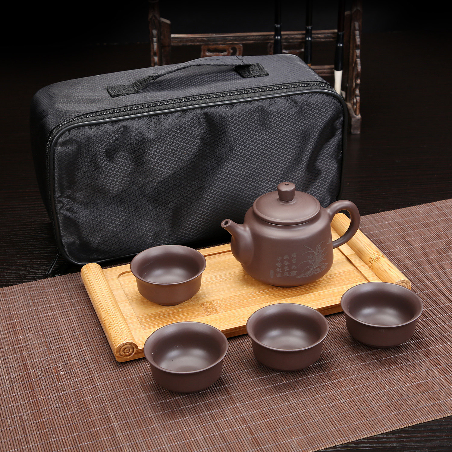 宜兴紫砂旅行陶瓷便携式功夫茶具