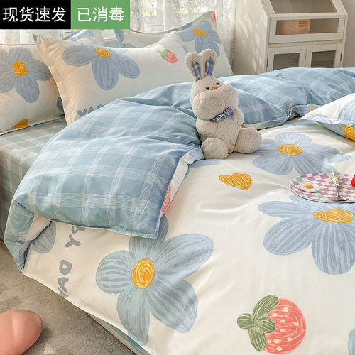 ins风小清新水洗棉四件套