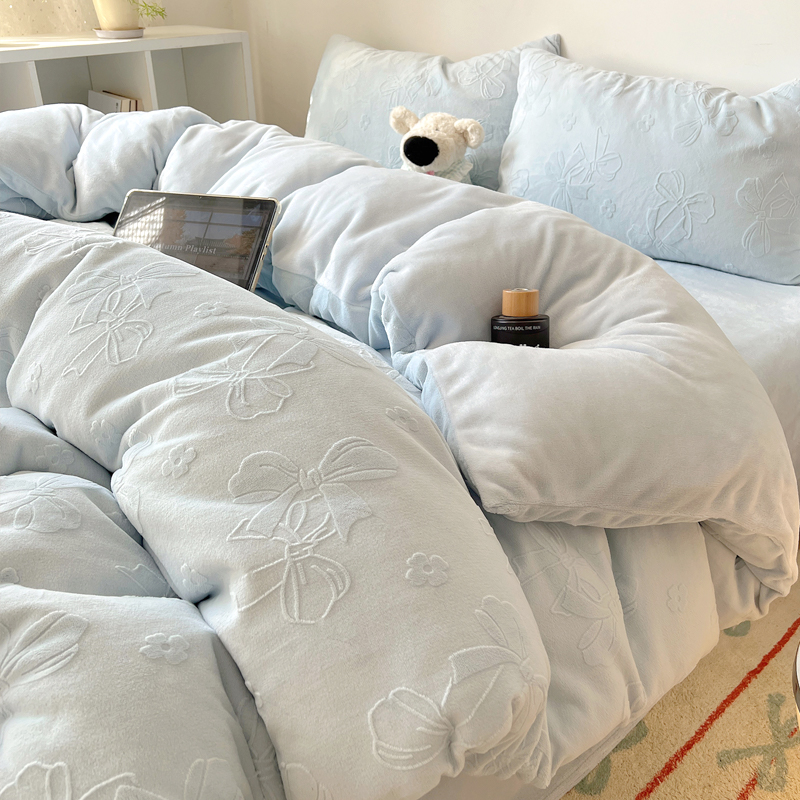 公主风A类牛奶绒四件套