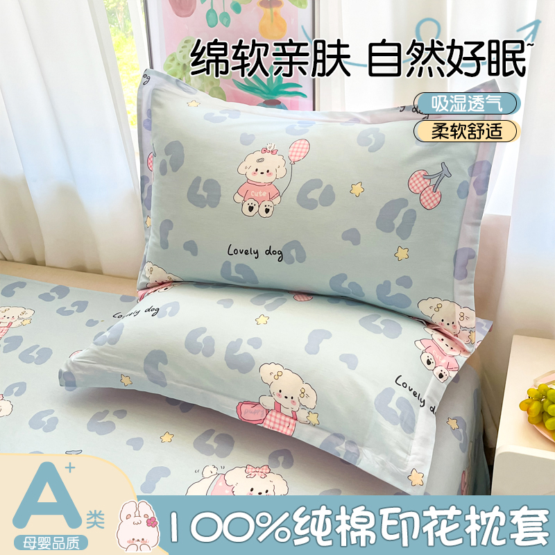 卡通纯棉枕套一对装48x74cm儿童枕头套全棉枕芯内胆套单个装30x50