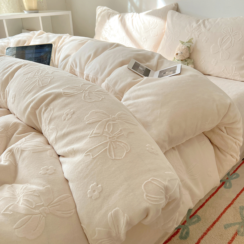 公主风A类牛奶绒四件套