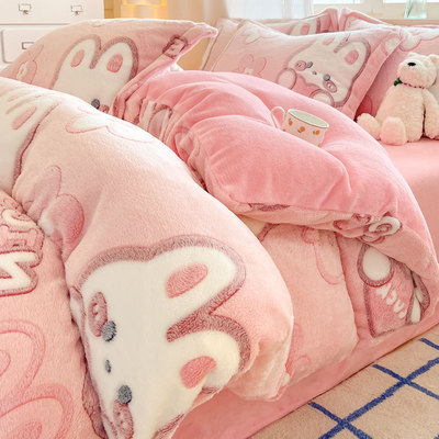 加厚雪花绒被套单件冬季加绒被罩