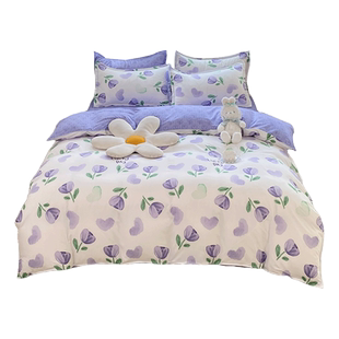 四件套夏季床上用品被套学生宿舍床单人3被子非全棉纯棉三件套女4