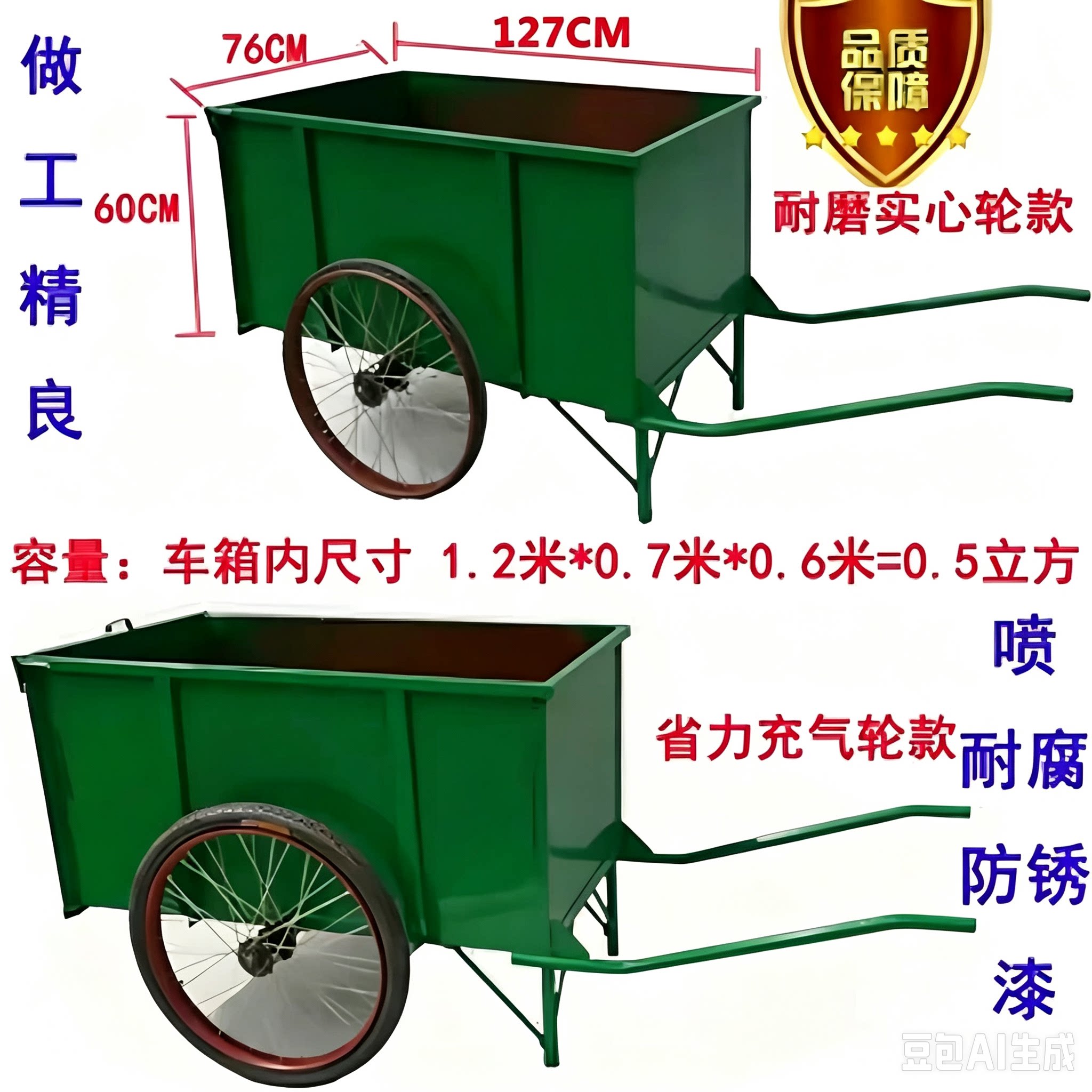垃圾车环卫手推户外人力二轮铁质环卫车/保洁车/清扫