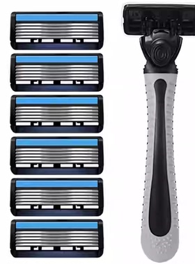 进口6层刀片剃须刀利亚刮胡刀手动刀片六层刀头男刮毛刮头胡子刀