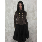 SHIJIRRR 夹克短外套 25FW灰棕色羊皮绒双排扣修身