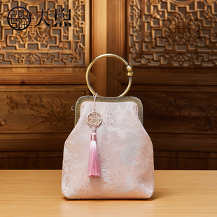 Pmsix天煦新中式国风织锦提花旗袍汉服口金包手提斜挎单肩小包女