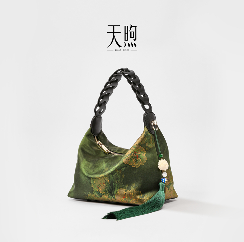 Pmsix天煦中式复古非遗香云纱手提包真丝单肩包斜挎包配旗袍女包