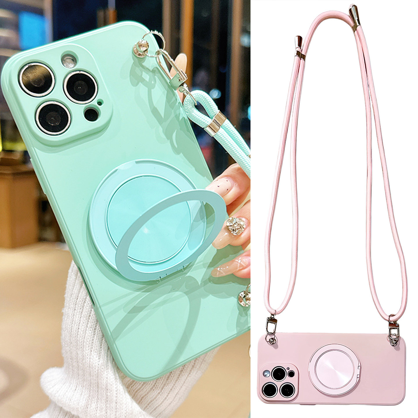 磁吸旋转支架手机壳适用华为nova15pro斜挎可背带长挂绳nova14ultra液态硅胶nova13软壳简约nova12防摔全包边