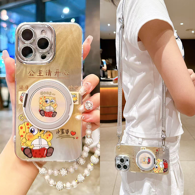 海绵宝宝适用华为mate60pro手机壳可磁吸充电mate70带旋转支架mate50手链挂绳斜挎背带mate40防摔全包镜头膜