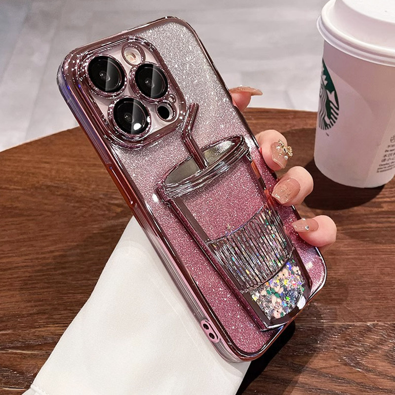 流沙奶茶杯适用荣耀200手机壳新款高级感honor100pro带镜头膜全包90硅胶80气囊防摔500渐变色400闪粉300软壳