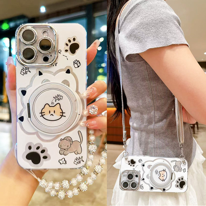 适用小米17手机壳可爱猫爪支架15带旋转指环扣14至尊版自带镜头膜13ultra全包防摔12斜挎可背civi5pro长挂绳