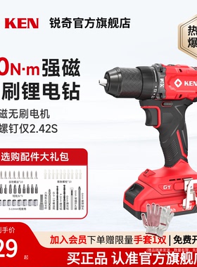 KEN锐奇无刷电钻20V锂电钻家用充电手枪钻专业级电动工具 BL7220