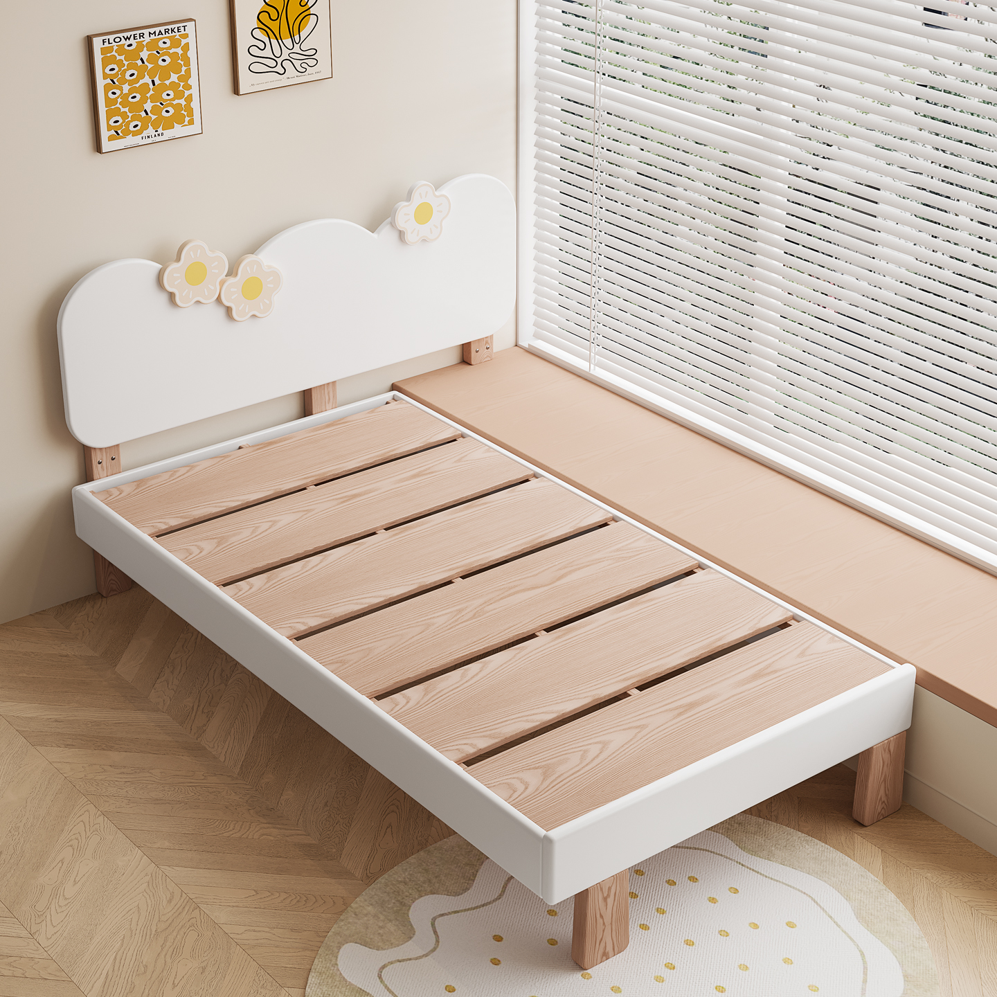 七叶木拼接床飘窗床榻榻米