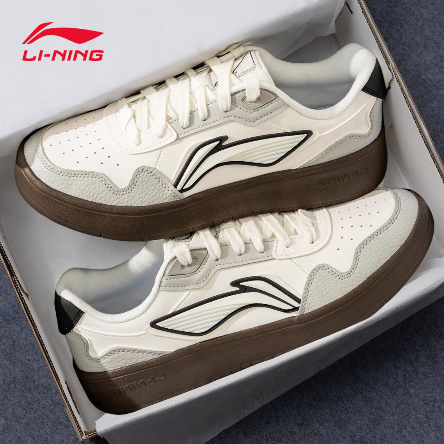 李宁板鞋男2026秋冬新款皮面元宝trendy小白鞋男休闲鞋软底运动鞋,运动鞋new,板鞋,淘宝优惠券,粉丝福利购,淘宝优惠卷