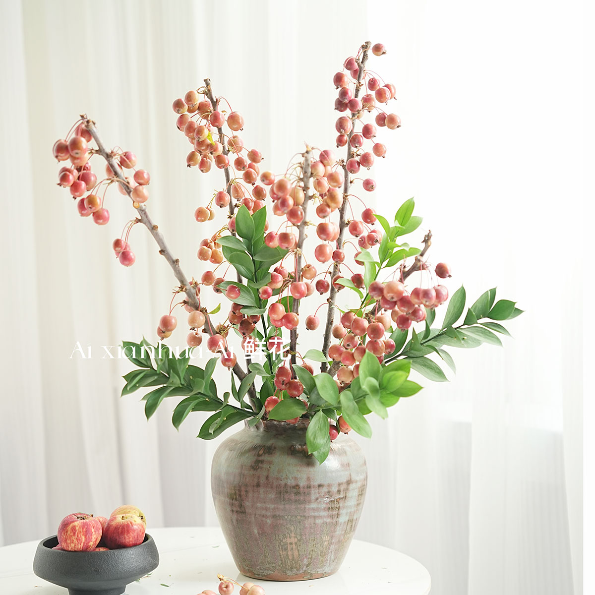 新奇小苹果插花水养家居装饰