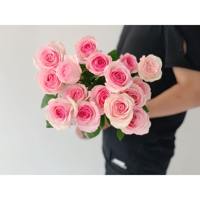 【粉嫩少女心玫瑰】桃红雪山大花头玫瑰鲜花花束七夕办公家用水养