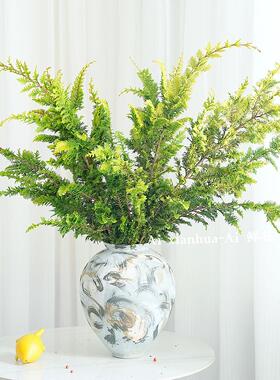 ins风插花效果拉满黄绿色金丝凤尾鲜花家用办公装饰插花百搭配花