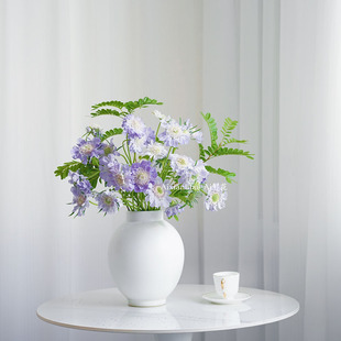 仙气飘飘轻盈灵动感气质型花材蓝紫色蓝盆花鲜花插花水养花束送花