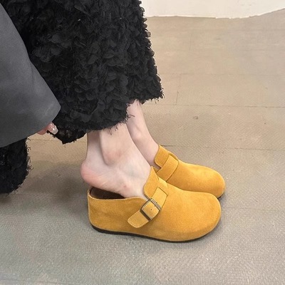 真皮7CM内增高厚底鞋勃肯鞋包头