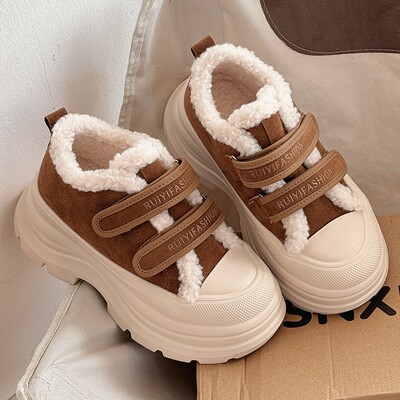 棉鞋女冬季加绒女鞋厚底增高时尚