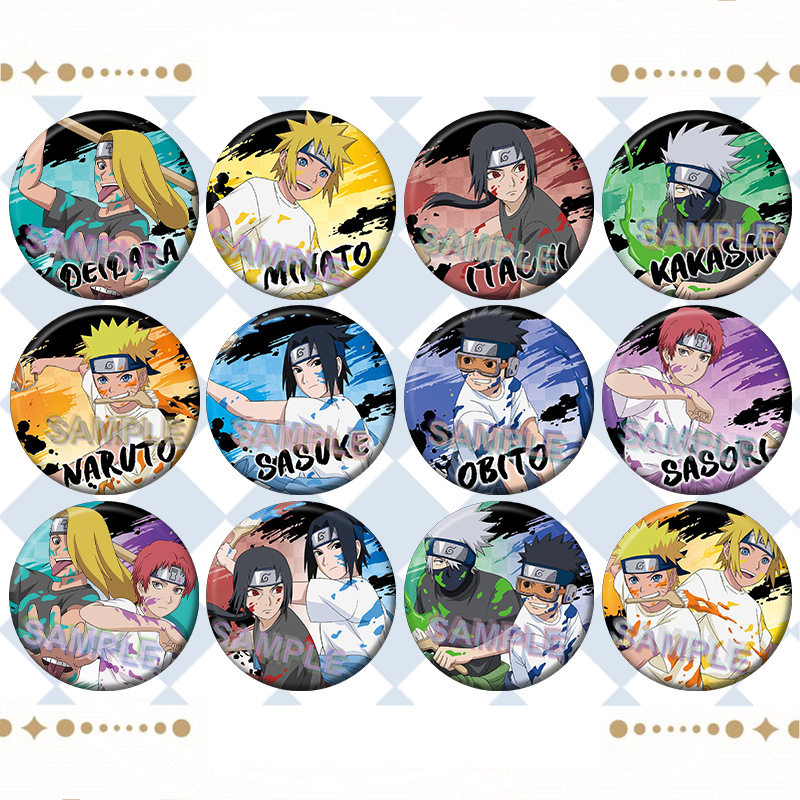 火影忍者周边吧唧油漆柄佐助鸣人带土水门小樱马口铁徽章谷子收藏