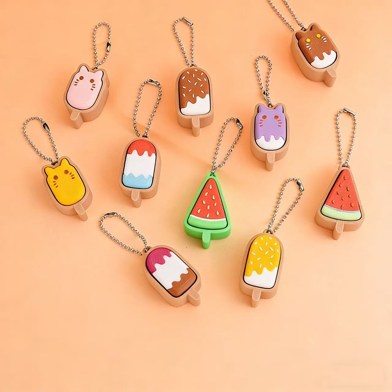 3D打印钥匙扣挂件可爱小雪糕系列指尖点击器挂饰学生背包小礼物,家居饰品,3D模型摆件,淘宝优惠券,粉丝福利购,淘宝优惠卷